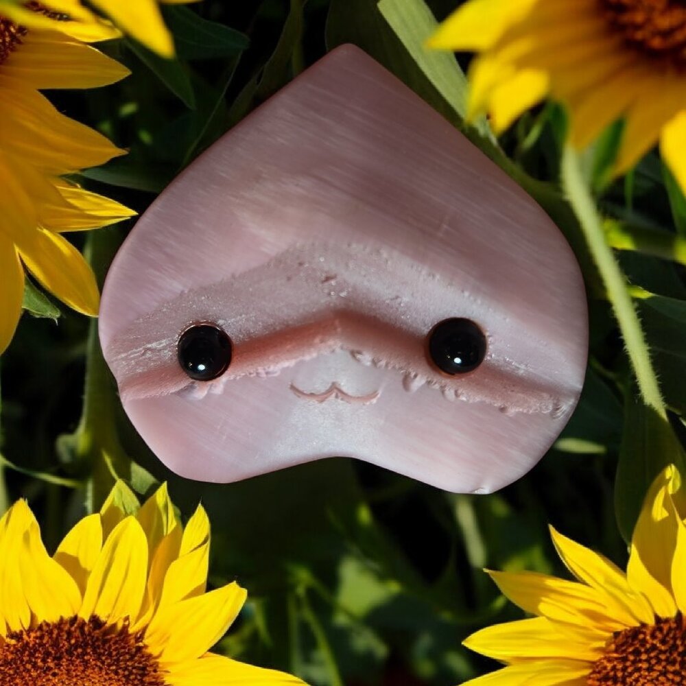 HANDMADE Pink Cat's Eye Crystal Buddy -  Heart-Shaped Pocket Friend - Picture 4 of 12